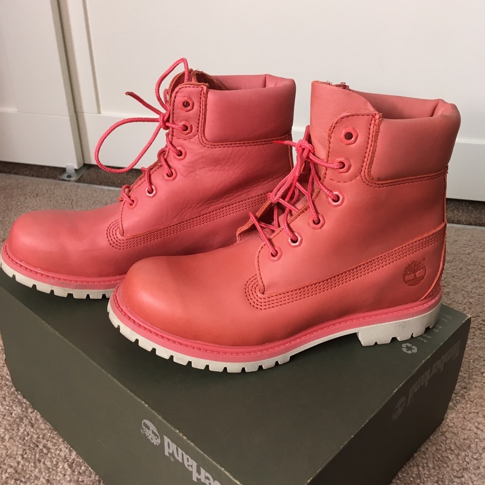 Coral Pink Women's Timberland Boots